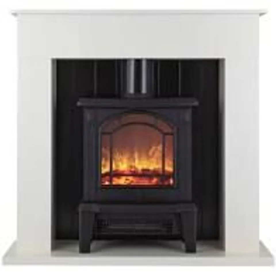 BOXED WARMLITE EALING ELECTRIC FIREPLACE SUITE WITH ADJUSTABLE THERMOSTAT (1 BOX)