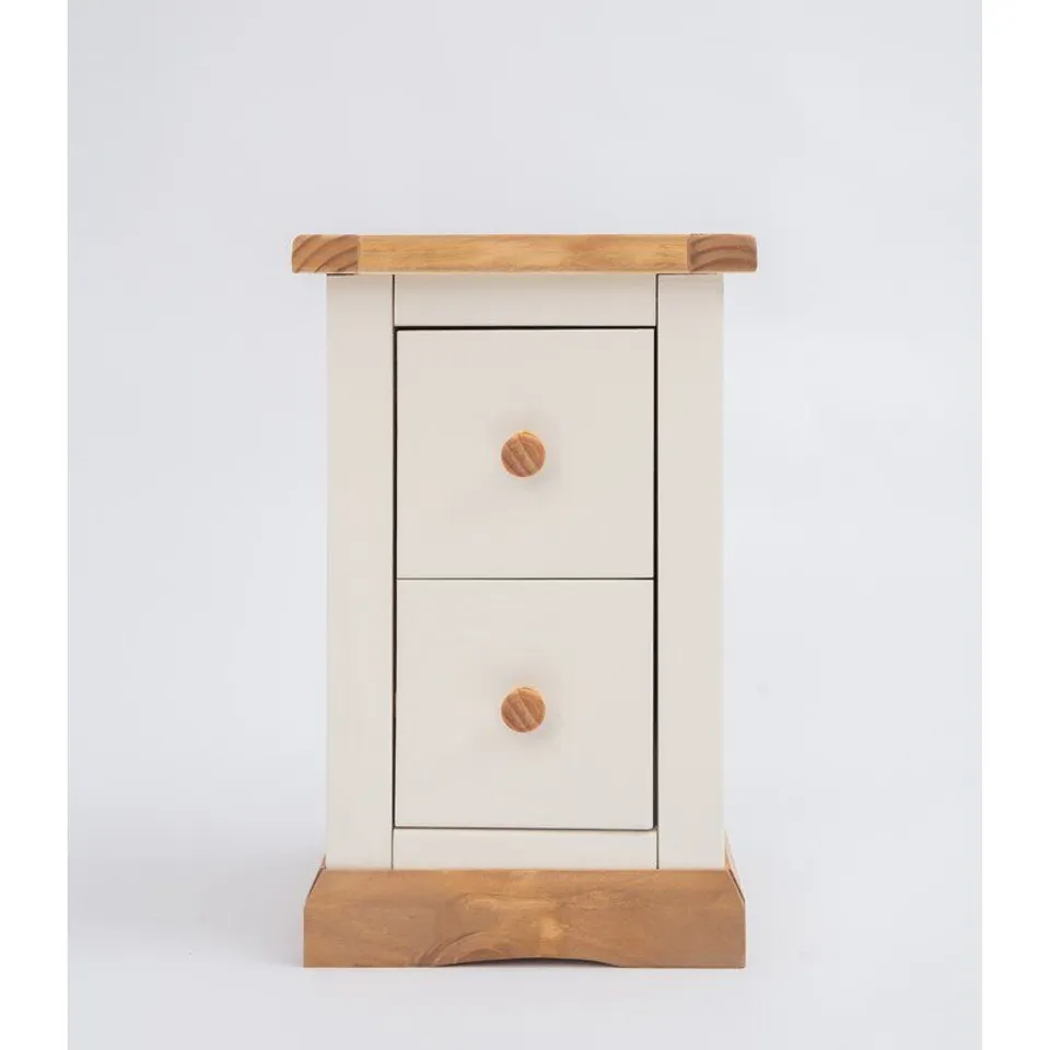 2 DRAWER WHITE BEDSIDE TABLE