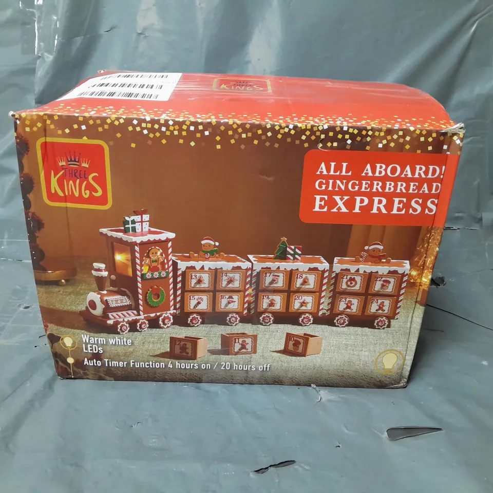 THREE KINGS GINGERBREAD TRAIN LIGHT UP ADVENT CALENDAR RRP £29.99