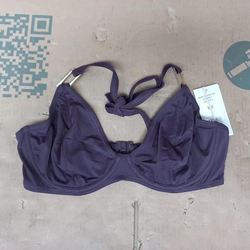 BRAVISSIMO BOUDOIR BEACH BIKINI TOP IN BLACK CHERRY SIZE 34E