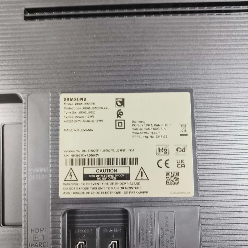 SAMSUNG LED TV – 55-INCH CLASS, DAMAGED SCREEN NOT TESTED