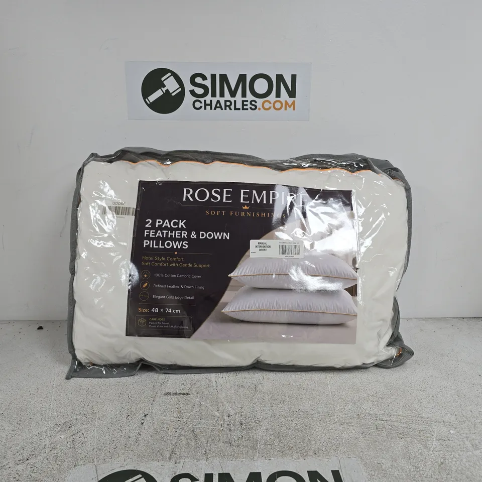 ROSE EMPIRE 2 PACK FEATHER AND DOWN PILLOWS