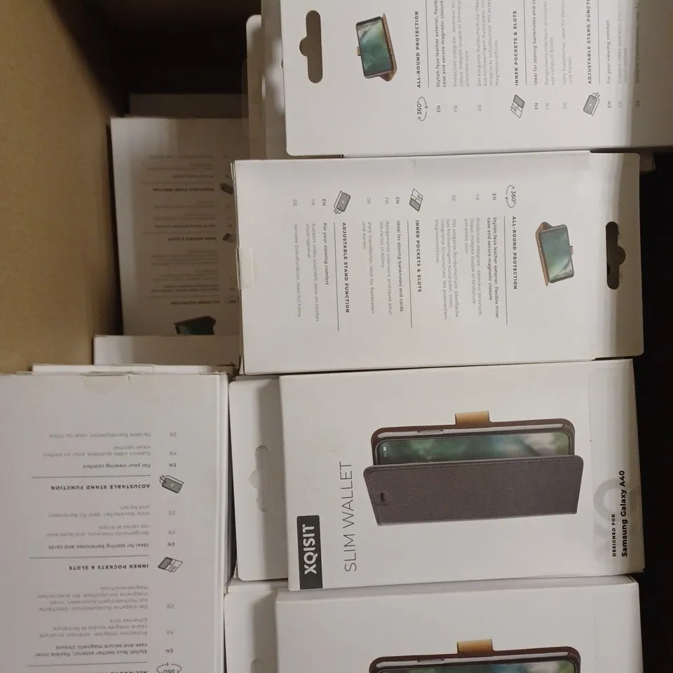 APPROXIMATELY 70 BRAND NEW BOXED XQISIT SLIM WALLET PROTECTIVE CASES FOR SAMSUNG GALAXY A40 