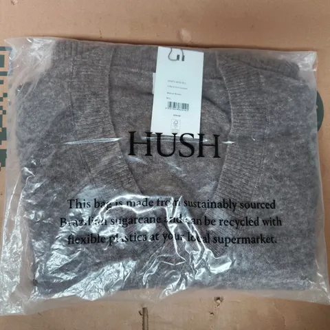 BAGGED HUSH V-NECK KNIT JUMPER IN BROWN SIZE M/L
