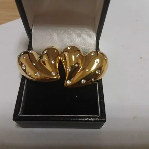 STEEL BY DIAMONIQUE SWISS SET HEART STUD EARRINGS STAINLESS STEEL