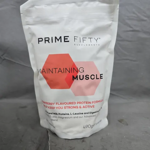 PRIME FIFTY MAINTAINING MUSCLE STRAWBERRY FLAVOUR PROTEIN POWDER – 490 G