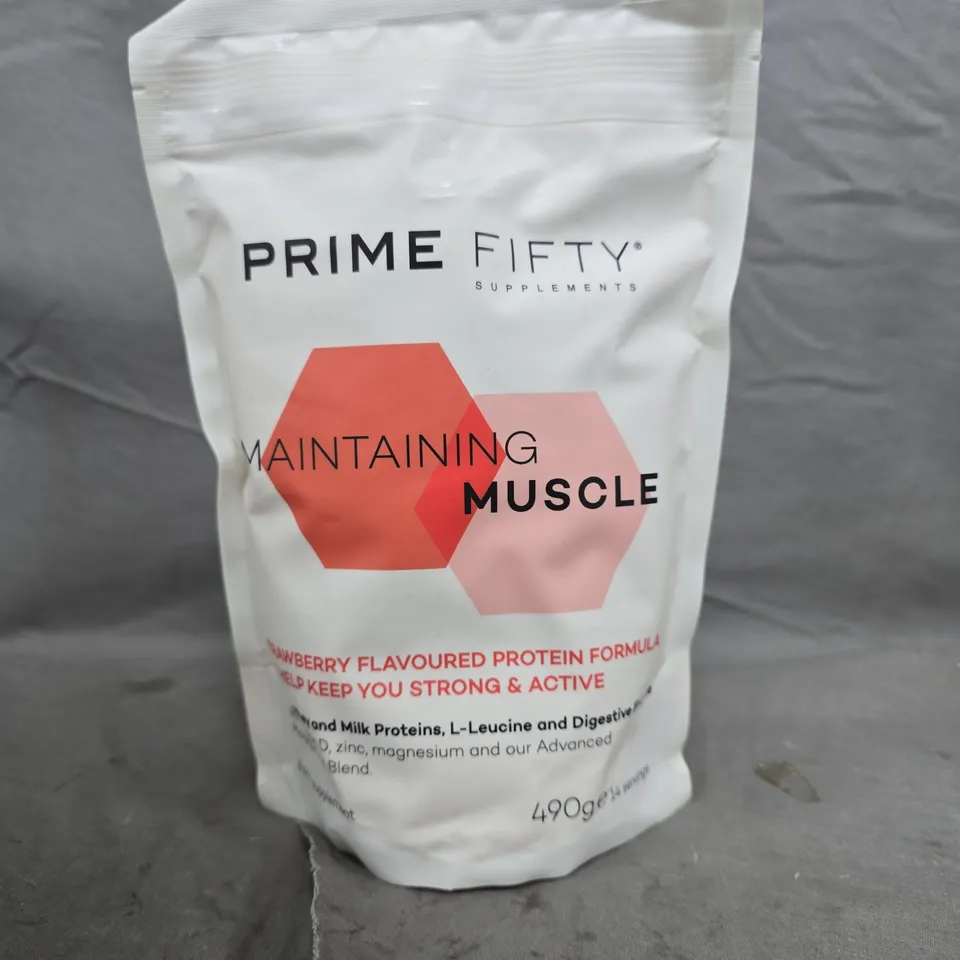 PRIME FIFTY MAINTAINING MUSCLE STRAWBERRY FLAVOUR PROTEIN POWDER – 490 G