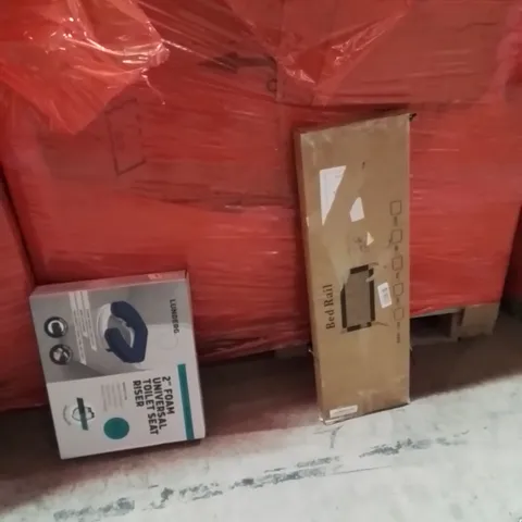 PALLET OF ASSORTED HOUSEHOLD GOODS AND PRODUCTS TO INCLUDE;TOILET SEAT RISER,BED RAIL