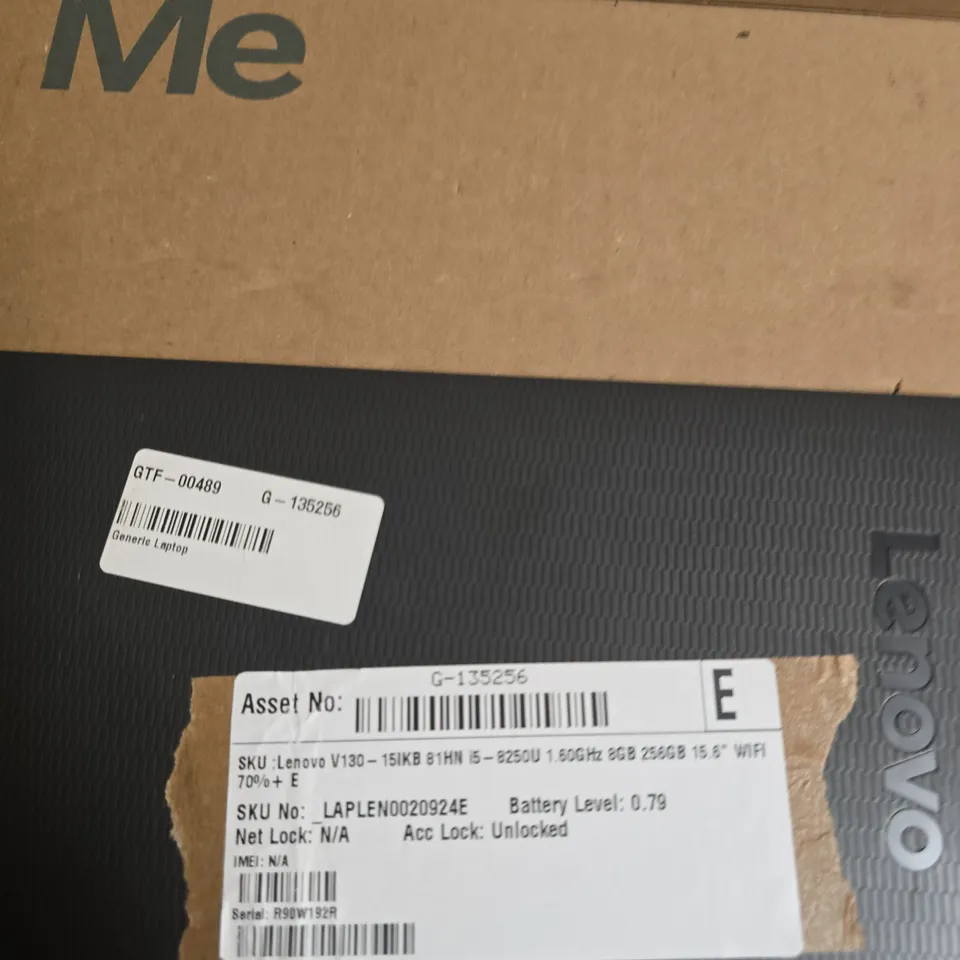 LENOVO V130-15IKB LAPTOP – I5-8250U, 8GB RAM, 256GB SSD, 15.6IN DISPLAY