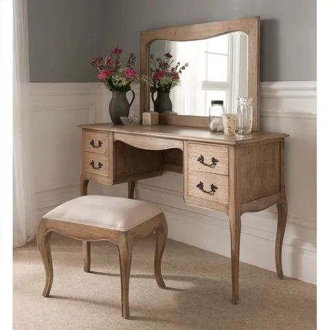 BRAND NEW HOMESDIRECT365 PRE-BUILT MONTPELLIER BLANC DRESSING TABLE -NATURAL-