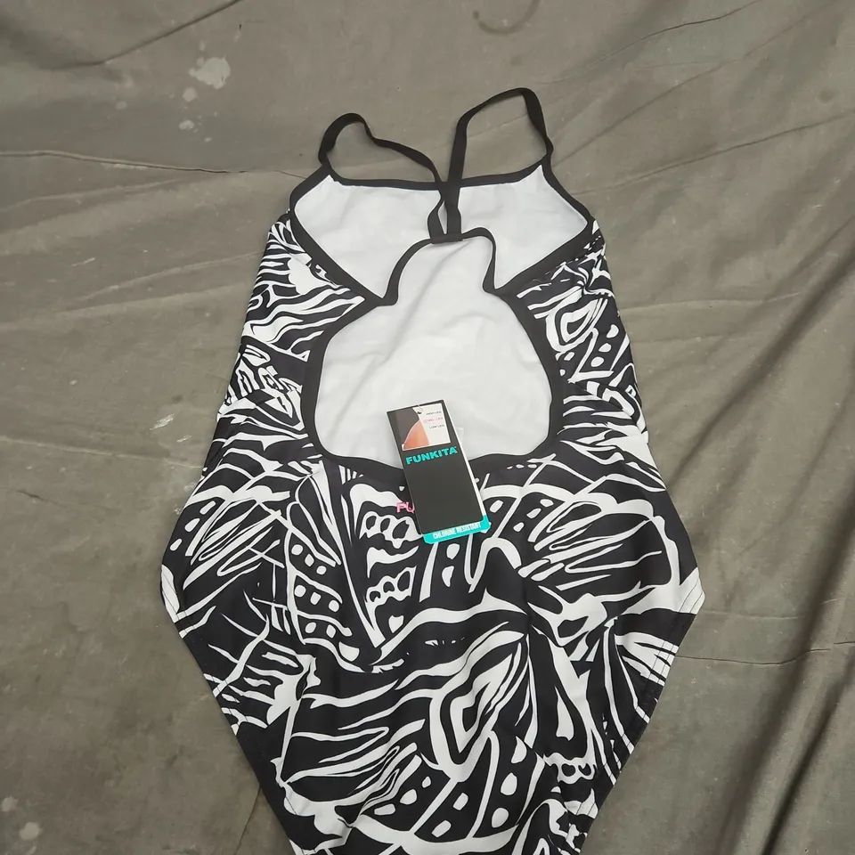 FUNKITA LADIES ONE-PIECE SWIMSUIT – NIGHT FLYER, UK 10, BLACK/WHITE