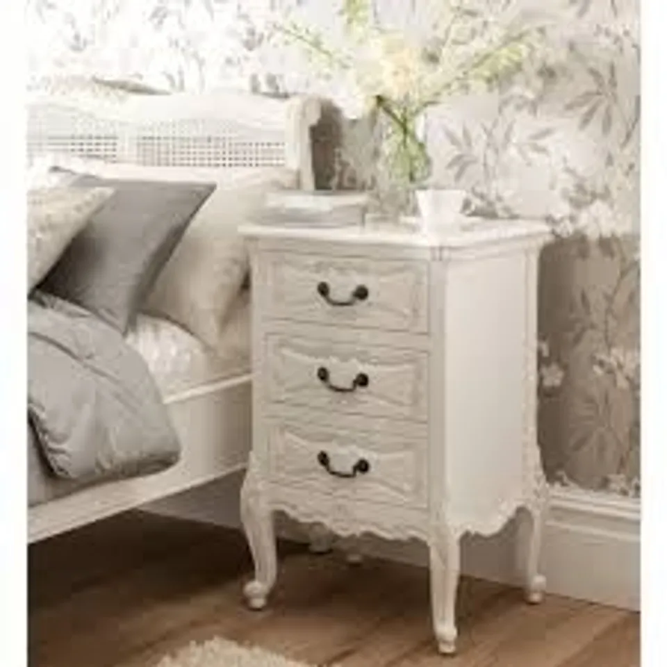 WRAPPED HOMES DIRECT 365 LA ROCHELLE ANTIQUE FRENCH STYLE BEDSIDE - WHITE