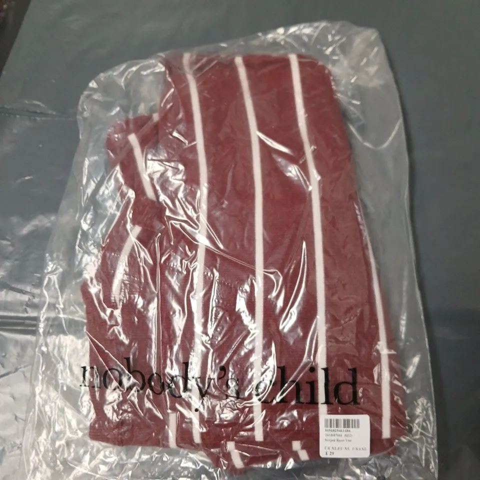 NOBODY'S CHILD RED KNIT JUMPER WITH WHITE STRIPES – UK SIZE XL