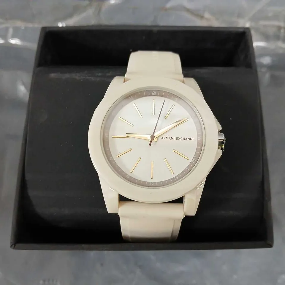 ARMANI EXCHANGE THREE HAND GREY SILICONE WATCH