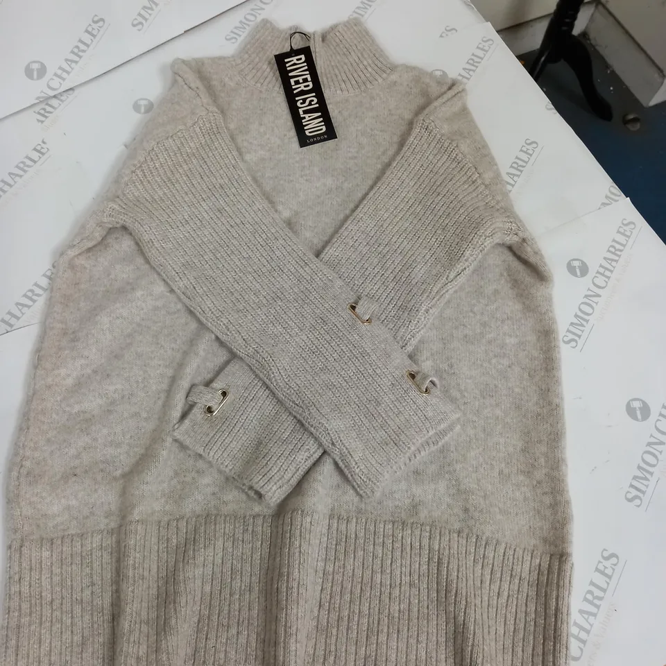 RIVER ISLAND LONDON TURTLE NECK JUMPER - OATMEAL - SMALL
