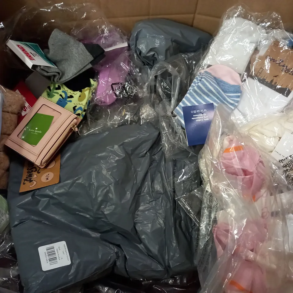 BOX OF ASSORTED CLOTHING ITEMS TOO INCLUDE JUMPERS, SHIRTS AND TROUSERS IN VARIOUS SIZES AND COLOURS   