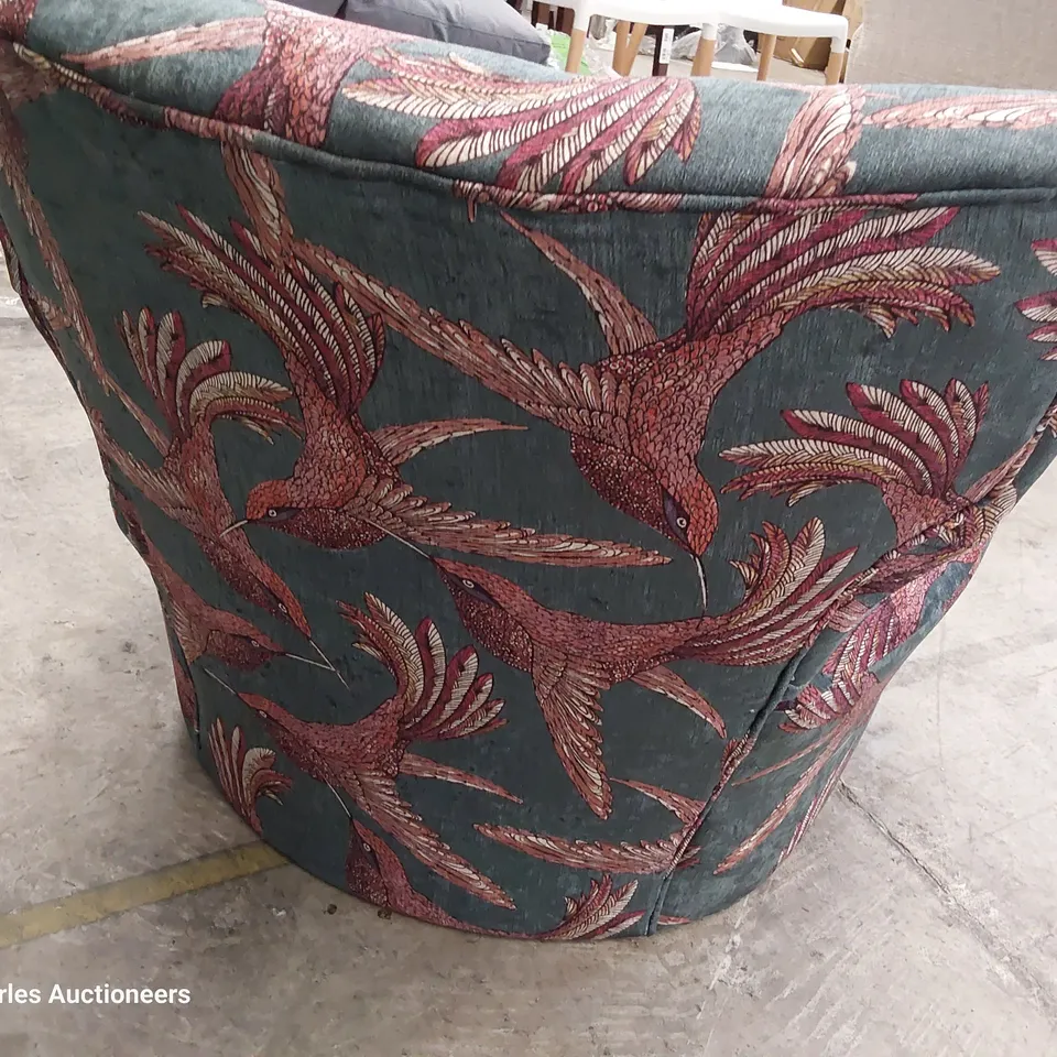 QUALITY BRITISH DESIGNER LOUNGE Co. OCCASIONAL CHAIR BIRD OF PARADISE FABRIC