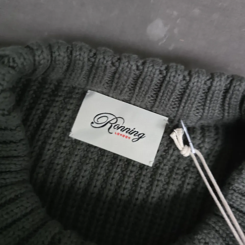 RONNING LONDON FISHERMAN SAGE KNIT SWEATER – SIZE M