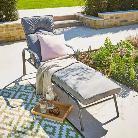 BOXED MONACO PADDED SUN LOUNGER - GREY