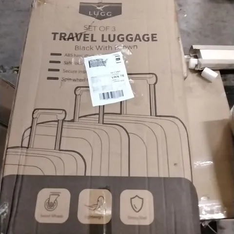 BOXED LUGG HARDSHELL TRAVEL SUITCASE - BLACK & BROWN