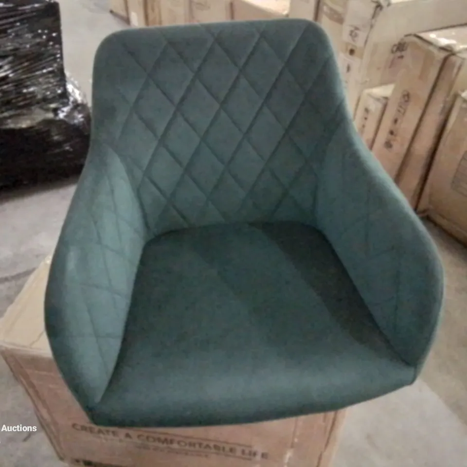 BOXED MOREE SET OF TWO GREEN VELVET DINING CHAIRS