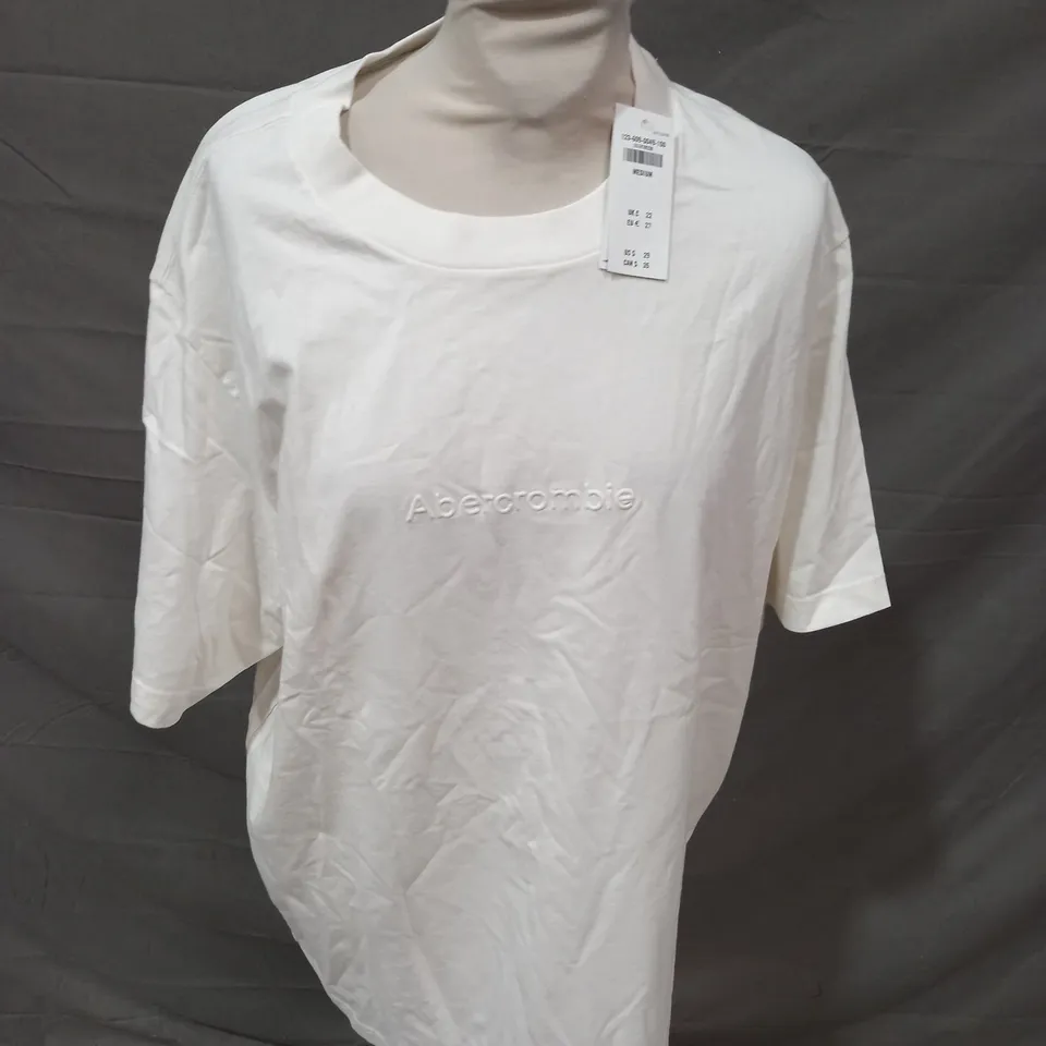 ABERCROMBIE & FITCH SOFT OFF WHITE T-SHIRT - MEDIUM