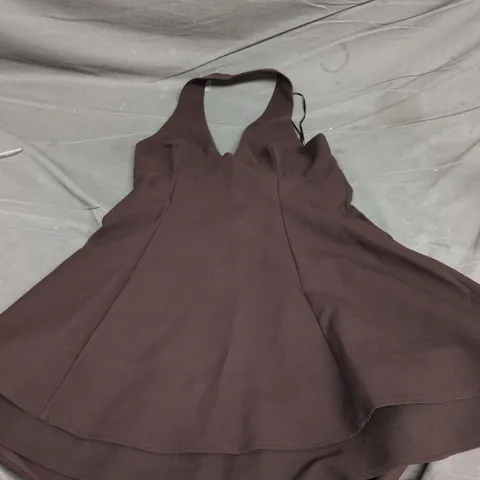 ZARA BURGUNDY HALTER-NECK DRESS, UK 2 (EU 30)