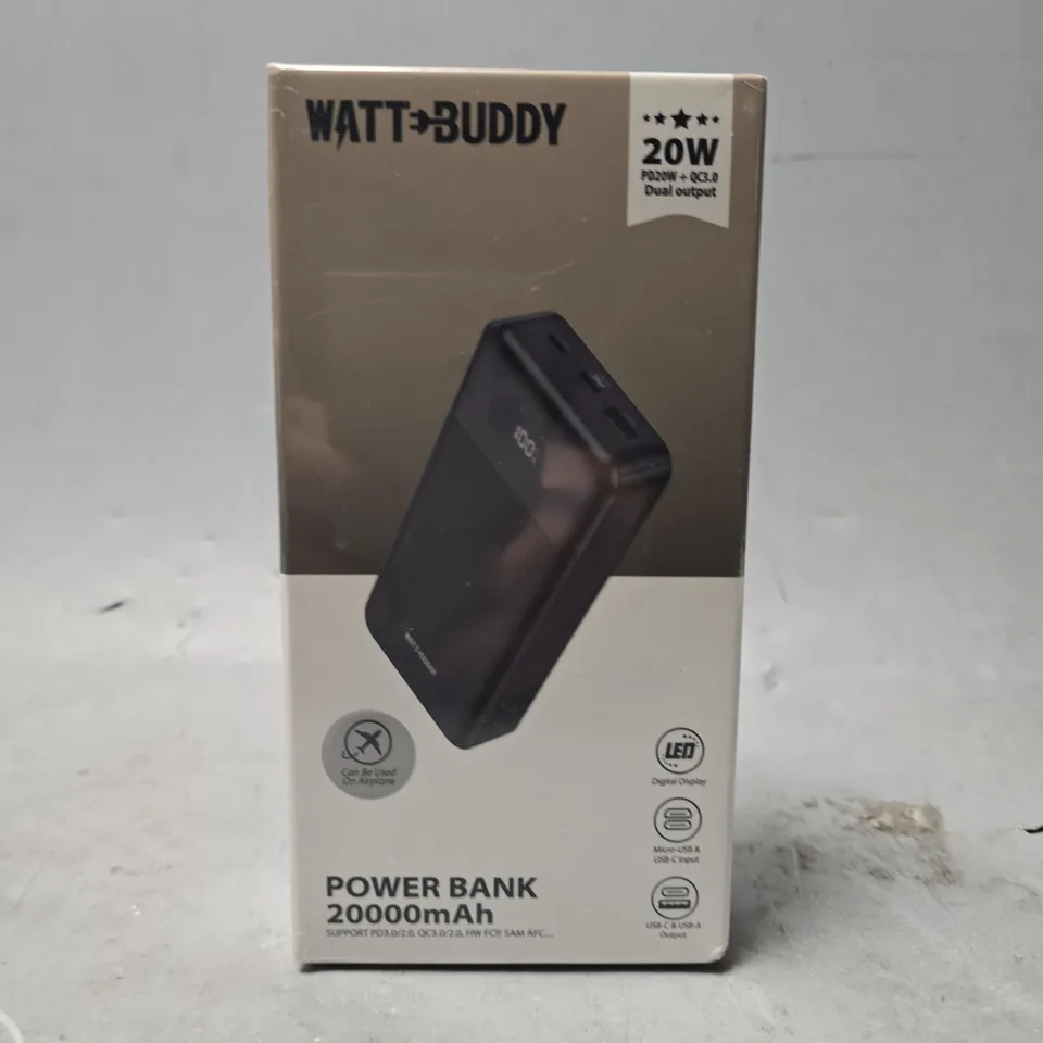 SEALED WATT BUDDY POWER BANK 20000MAH 