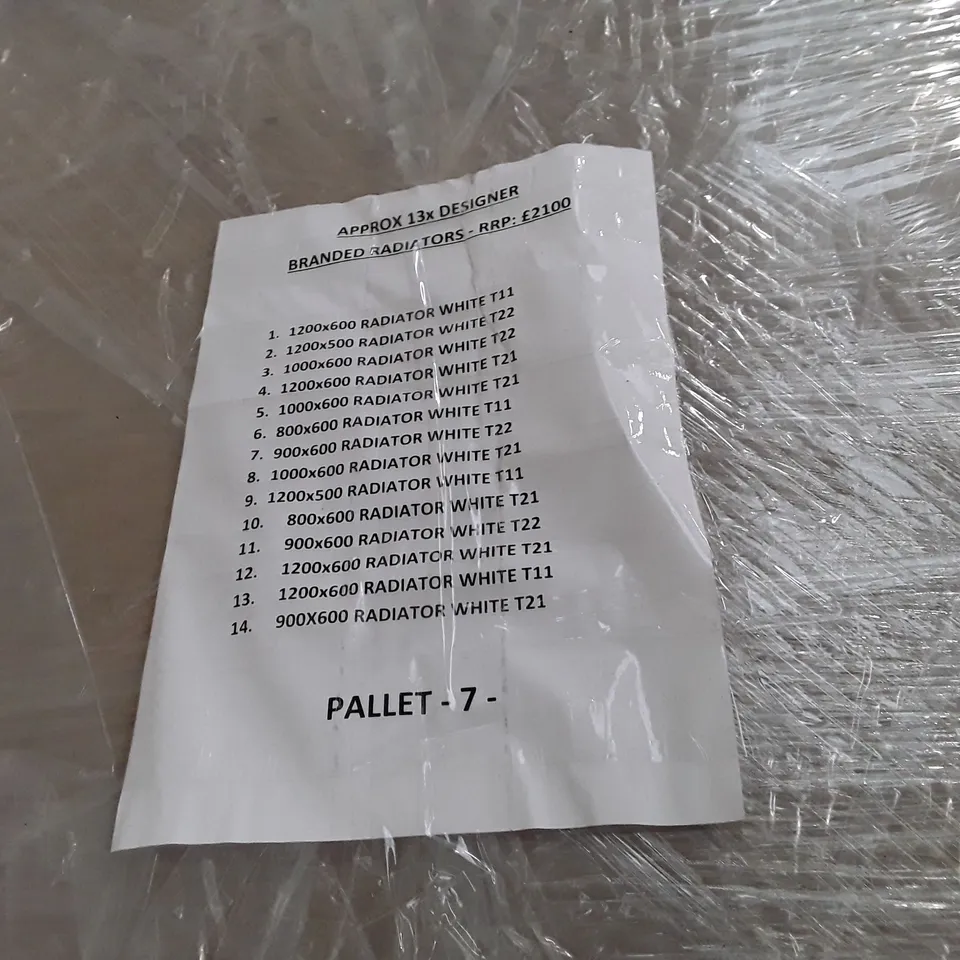 PALLET OF APPROXIMATELY 13 DESIGNER BRANDED RADIATORS