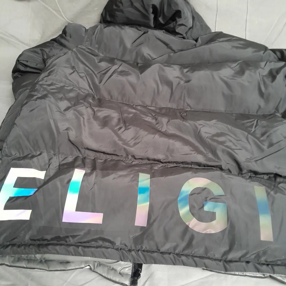 RELIGION DESTINY REVERSIBLE JACKET, BLACK & METAL - SIZE XL