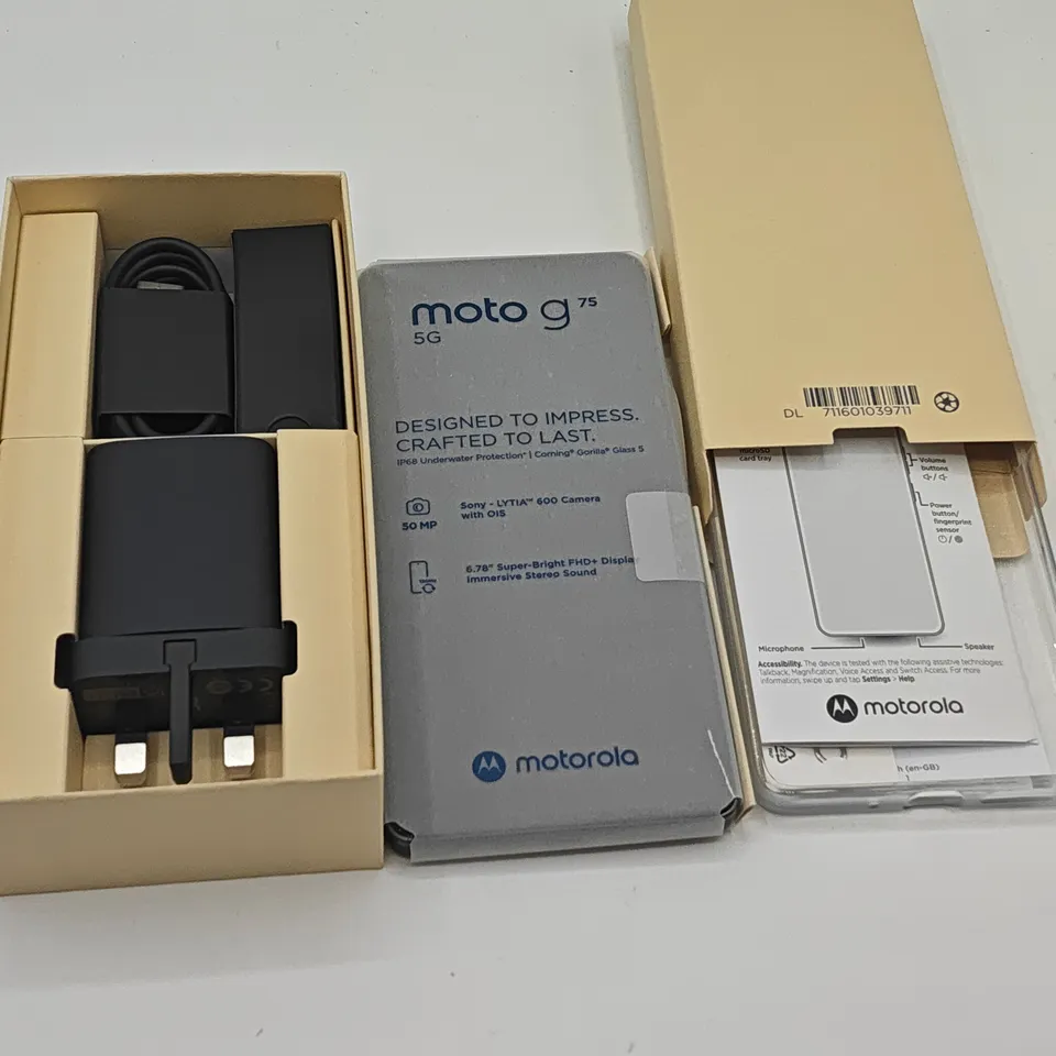 BOXED MOTOROLA G75 5G 8+128GB IN CHARCOAL GREY - MC434