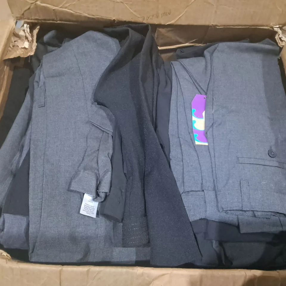 LOT OF APPROXIMATELY 100 PAIRS OF SCHOOL TROUSERS IN GREY & BLACK IN VARIOUS SIZES 