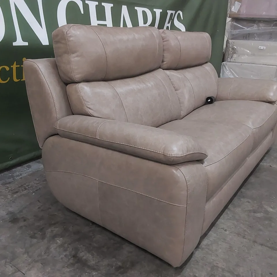 QUALITY DESIGNER ITALIAN MADE LEATHER PATRIZIO 3 SEATER SOFA IN LEATHER ROPE COLOUR