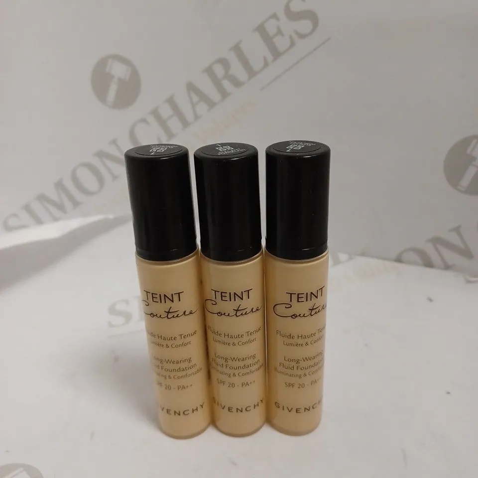 LOT OF 3 GIVENCHY TEINT COUTURE FLUID FOUNDATION 10ML TESTER UNITS - 1 ELEGANT PORCELAIN