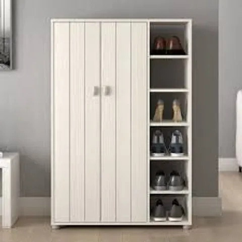 BOXED BIDEFORD TALL SHIELD STORAGE CABINET - WHITE (2 BOXES)