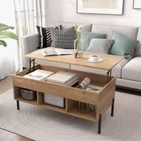 BOXED LIFT TOP COFFEE TABLE WITH 3 COMPARTMENTS AND HIDDEN STORAGE METAL LEG COFFEE TABLE WITH PNEUMATIC LIFT