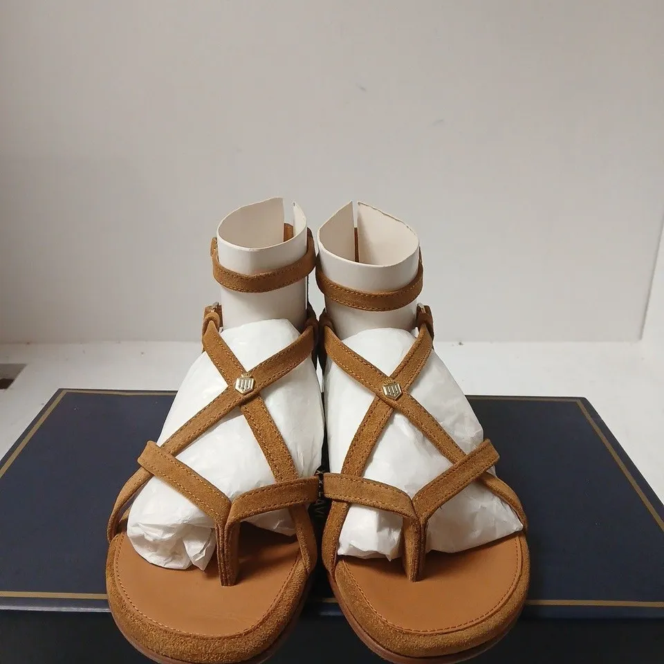 FAIRFAX & FAVOR WOMEN'S SANDALS – TAN LEATHER, STRAPPY, UK 5 