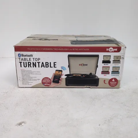 RETRO MUSIQUE BLUETOOTH TABLE TOP TURNTABLE – BLACK (BOXED WITH LID)