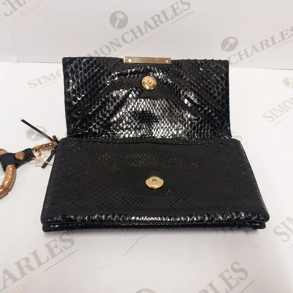 ROBERTO CAVALLI BLACK SNAKESKIN EFFECT PURSE