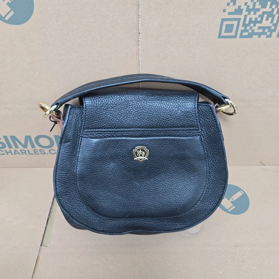 PAUL COSTELLOE BLACK/BROWN PEBBLED LEATHER CROSSBODY BAG