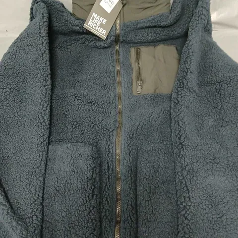 GYM & COFFEE INDUSTRY FLEECE JACKET - NAVY - SIZE M