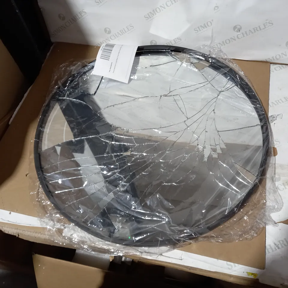 BOXED DESIGNER ROUND BLACK FRAMED WALL MIRROR 