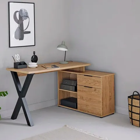 BOXED UNION RUSTIC LIKA 140CM L-SHAPED WRITING DESK