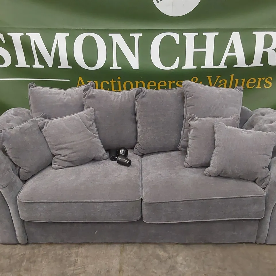 WINDSOR 3 SEATER FABRIC SCATTER BACK SOFA - GREY RRP £949