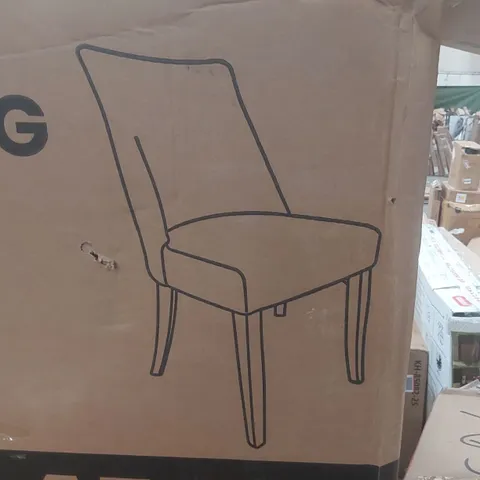 BOXED PAIR OF COLAMY FABRIC UPHOLSTERED DINING CHAIRS - GREY