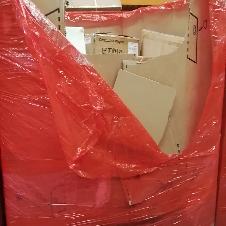 PALLET OF ASSORTED HOUSEHOLD GOODS AND PRODUCTS TO INCLUDE;AIR COOLER,CAMPING WAGON,MIRROR