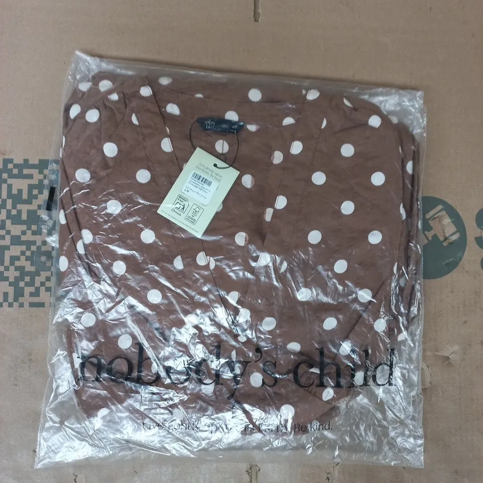 BAGGED NOBODY'S CHILD SHORT SLEEVE STARLIGHT MIDI DRESS IN BROWN SIZE UK 10