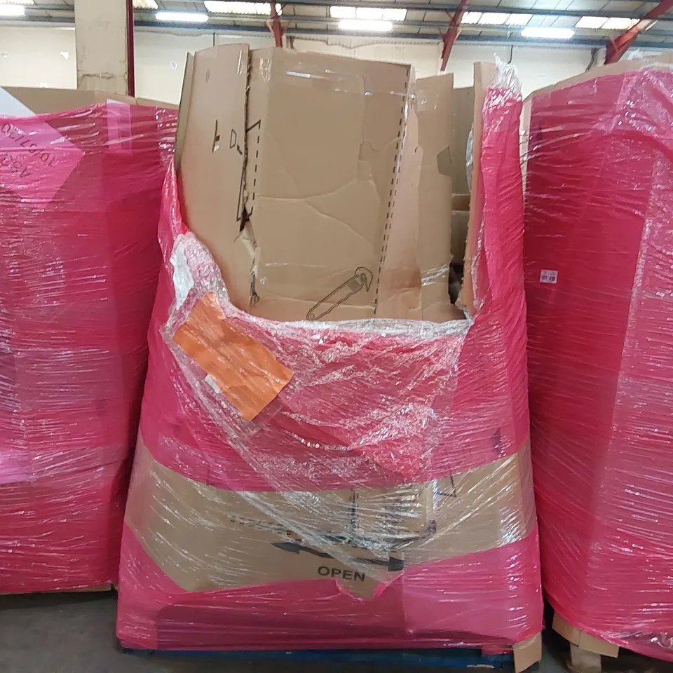 PALLET OF ASSORTED CONSUMER GOODS AND FURNITURE PRODUCTS TO INCLUDE; STORAGE DRESSER TOWER, STEP LADDER, BABY WALKER, STORAGE DRESSER TOWER, PORTABLE BATHTUB, RETRACTABLE SAFETY GATE ECT.