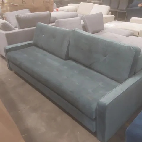 DESIGNER LARGE VELVET UPHOLSTERED SOFA - TURQUOISE 