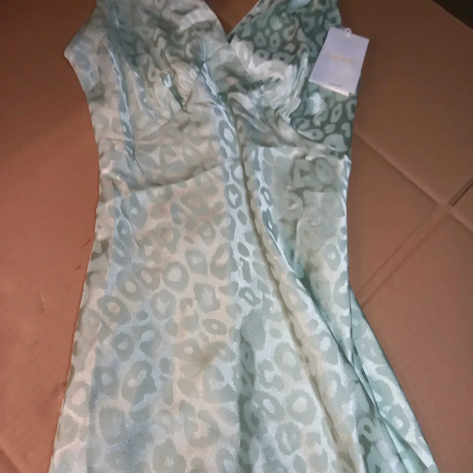 OMNES GREEN SATIN SLIP DRESS - SIZE 8